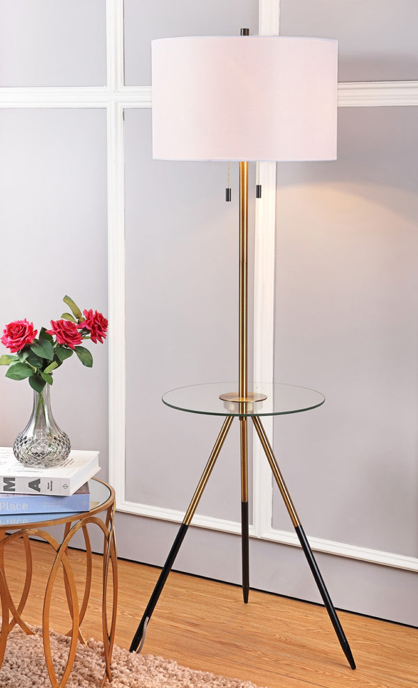 Safavieh MORRISON, 61-Inch Gold and Black Iron Floor Lamp - Stylish Minimalist Design for Modern Spaces FLL4020A