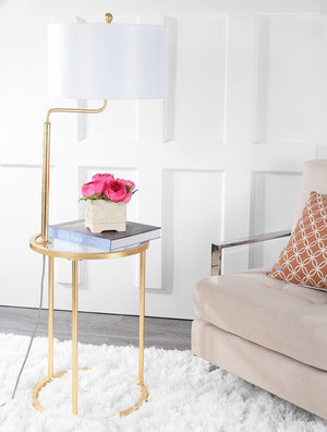 Safavieh CRISPIN, 57-Inch Gold & Clear Iron Floor Lamp - Elegant Modern Design for Living Room & Office Use FLL4021A