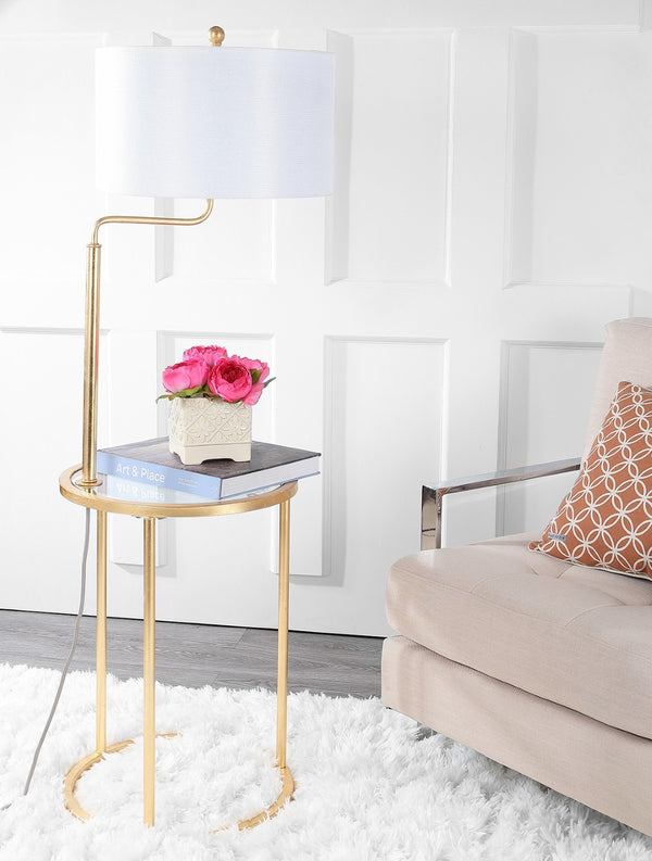 Safavieh CRISPIN, 57-Inch Gold & Clear Iron Floor Lamp - Elegant Modern Design for Living Room & Office Use FLL4021A