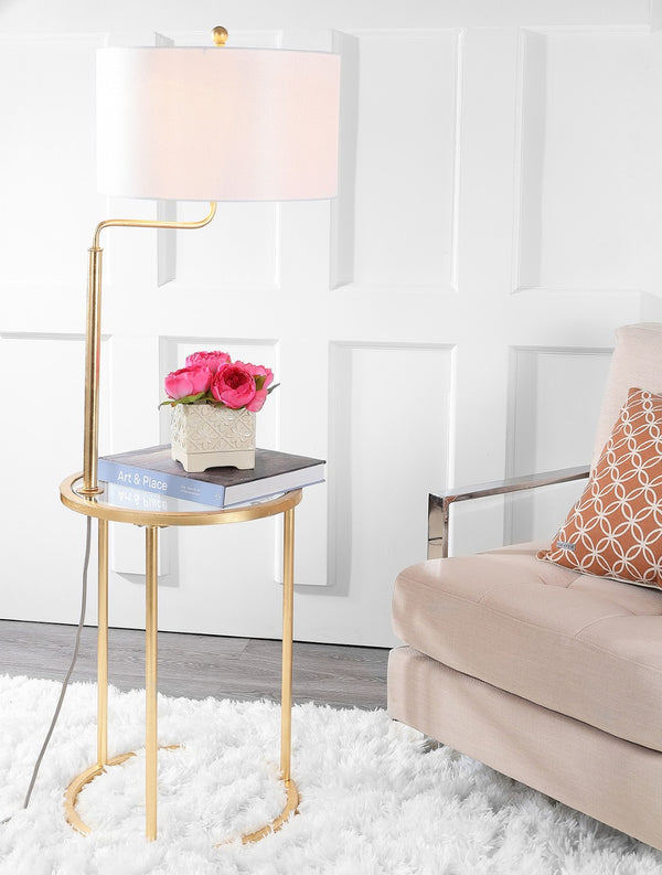 Safavieh CRISPIN, 57-Inch Gold & Clear Iron Floor Lamp - Elegant Modern Design for Living Room & Office Use FLL4021A