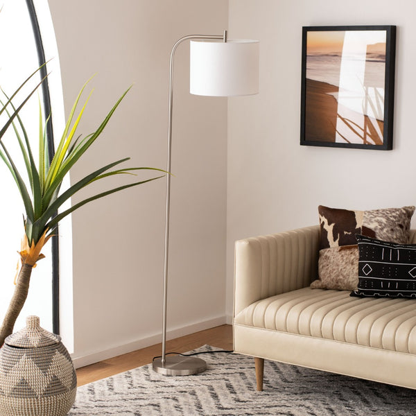 Safavieh RAFIN, 61.5-Inch Nickel Iron Floor Lamp – Modern Minimalist Design for Stylish Ambient Lighting FLL4033A
