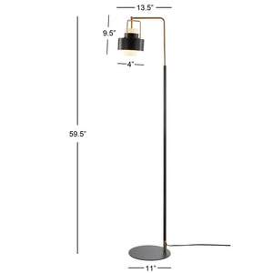 Safavieh BRENDON, 59.5" Black & Brass Iron Floor Lamp - Elegant Minimalist Design for Stylish Home Lighting FLL4039A