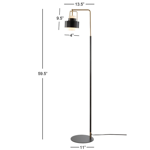 Safavieh BRENDON, 59.5" Black & Brass Iron Floor Lamp - Elegant Minimalist Design for Stylish Home Lighting FLL4039A