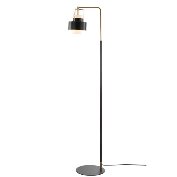 Safavieh BRENDON, 59.5" Black & Brass Iron Floor Lamp - Elegant Minimalist Design for Stylish Home Lighting FLL4039A