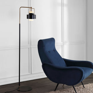 Safavieh BRENDON, 59.5" Black & Brass Iron Floor Lamp - Elegant Minimalist Design for Stylish Home Lighting FLL4039A