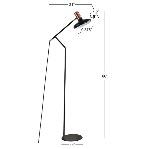 Safavieh AMIA, 66-Inch Black and Copper Iron Floor Lamp - Modern Minimalist Design for Stylish Interiors FLL4043A