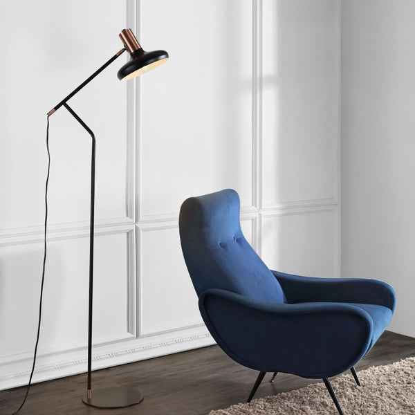 Safavieh AMIA, 66-Inch Black and Copper Iron Floor Lamp - Modern Minimalist Design for Stylish Interiors FLL4043A