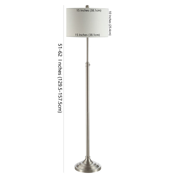 Safavieh LEELAND, Adjustable 51-62 Inch Brushed Nickel Floor Lamp – Modern Iron Design for Versatile Lighting FLL4052A
