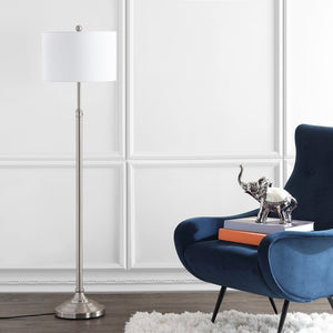 Safavieh LEELAND, Adjustable 51-62 Inch Brushed Nickel Floor Lamp – Modern Iron Design for Versatile Lighting FLL4052A