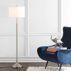 Safavieh LEELAND, Adjustable 51-62 Inch Brushed Nickel Floor Lamp – Modern Iron Design for Versatile Lighting FLL4052A