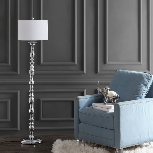 Safavieh WILHELMINA, 62-Inch Chrome Iron Floor Lamp - Modern Minimalist Design for Stylish Ambient Lighting FLL4054A