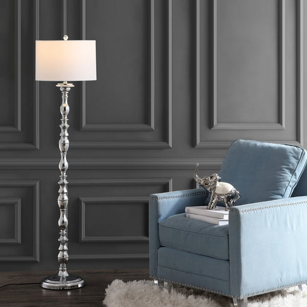 Safavieh WILHELMINA, 62-Inch Chrome Iron Floor Lamp - Modern Minimalist Design for Stylish Ambient Lighting FLL4054A