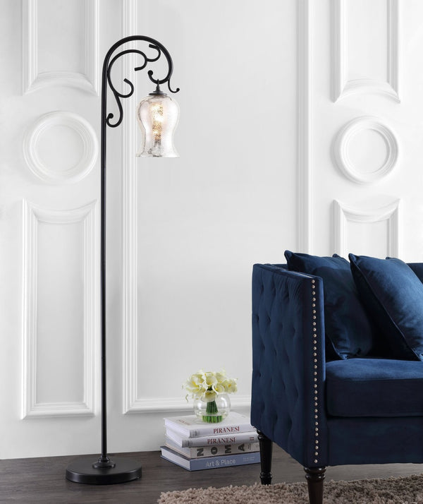 Safavieh MERIDIA, 64-Inch Black Iron Floor Lamp - Sleek Design for Modern Spaces, Ambient Lighting Solution FLL4057A