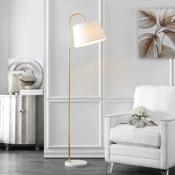 Safavieh DACEY, 68.5-Inch Gold Iron & Marble Floor Lamp for Modern Elegance in Living Rooms & Offices FLL4071A
