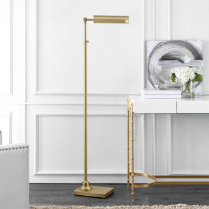 Safavieh RENLA, Adjustable Brass and Iron Extendable Floor Lamp for Stylish, Space-Saving Illumination FLL4072A
