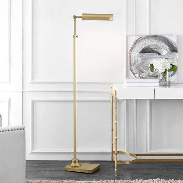 Safavieh RENLA, Adjustable Brass and Iron Extendable Floor Lamp for Stylish, Space-Saving Illumination FLL4072A