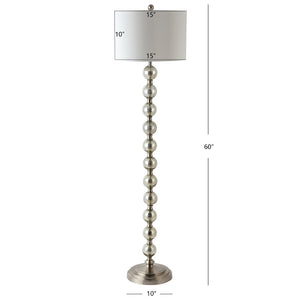 Safavieh CACE, 60-Inch Brushed Nickel Floor Lamp - Elegant Iron/Glass Design for Ambient Home Lighting FLL4074A