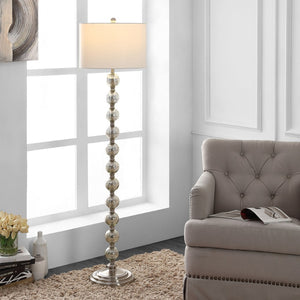 Safavieh CACE, 60-Inch Brushed Nickel Floor Lamp - Elegant Iron/Glass Design for Ambient Home Lighting FLL4074A