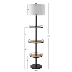 Safavieh BELLO, 64.5 INCH MODERN BLACK FLOOR LAMP WITH INTEGRATED SHELVING FOR STORAGE & DISPLAY SOLUTIONS FLL4078A