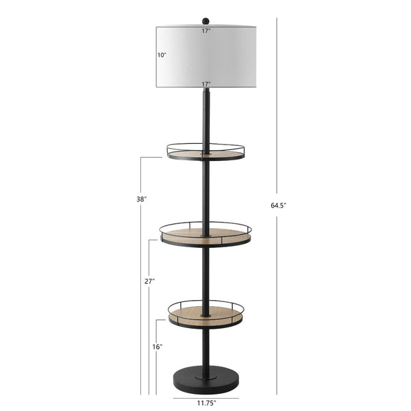 Safavieh BELLO, 64.5 INCH MODERN BLACK FLOOR LAMP WITH INTEGRATED SHELVING FOR STORAGE & DISPLAY SOLUTIONS FLL4078A