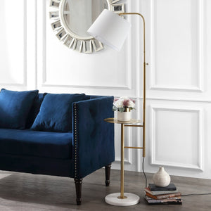 Safavieh SORSI, Elegant Gold Iron and Marble Floor Lamp, Adjustable Height, Perfect for Living Spaces & Offices FLL4079A
