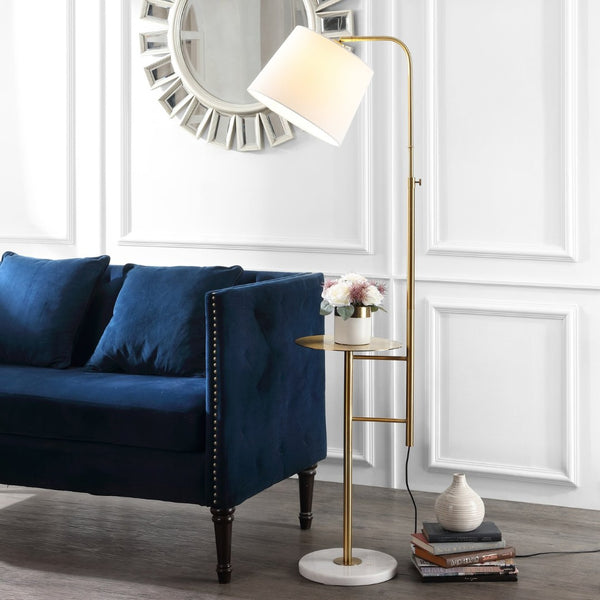 Safavieh SORSI, Elegant Gold Iron and Marble Floor Lamp, Adjustable Height, Perfect for Living Spaces & Offices FLL4079A