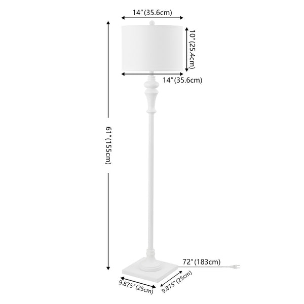 Safavieh NORLA, Elegant 61-Inch Floor Lamp with Fabric Shade for Cozy Illumination in Living Spaces White FLL4082B