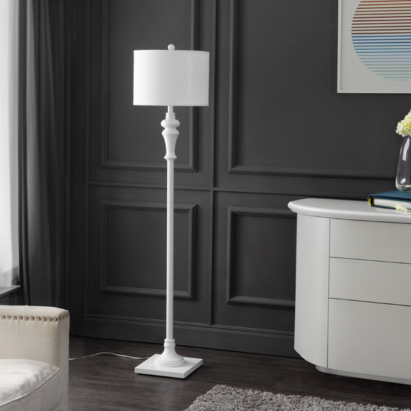 Safavieh NORLA, Elegant 61-Inch Floor Lamp with Fabric Shade for Cozy Illumination in Living Spaces White FLL4082B