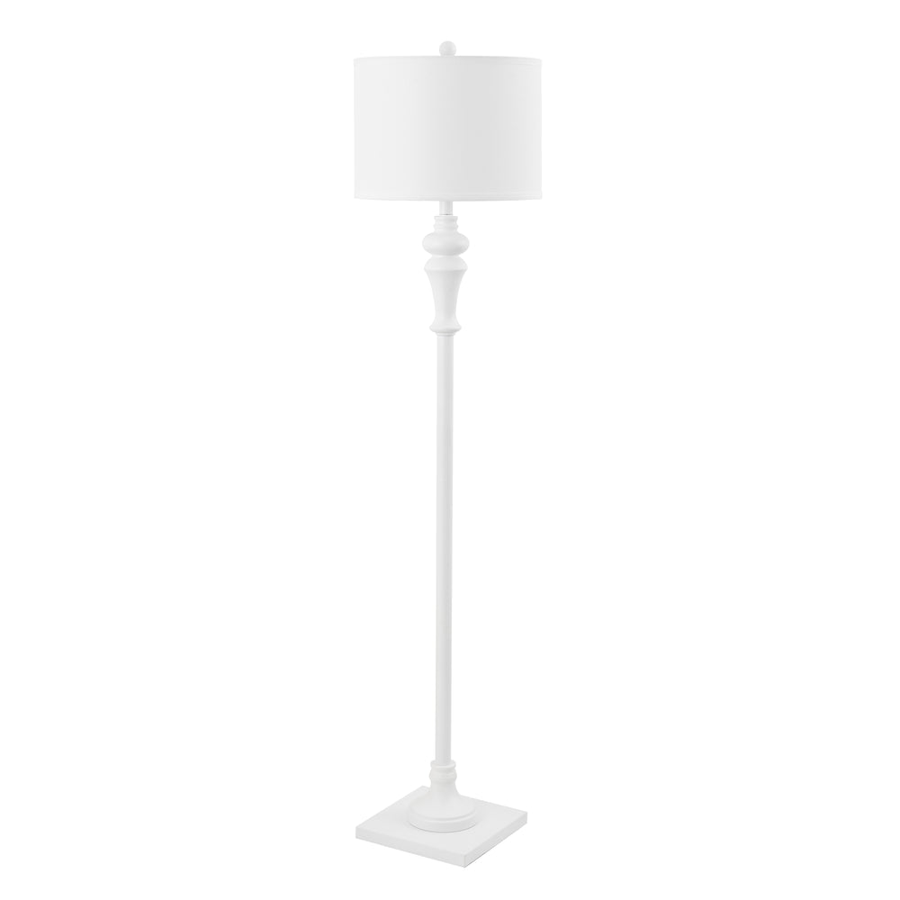 Safavieh Norla, Elegant Floor Lamp With Sleek Metal Body And Fabric Shade For Any Decor Style And Ambiance White Metal Body ,Fabric Shade Fll4082b