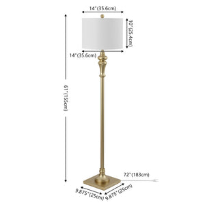 Safavieh NORLA, Elegant 61-Inch Floor Lamp with Fabric Shade for Cozy Illumination in Living Spaces Gold FLL4082C