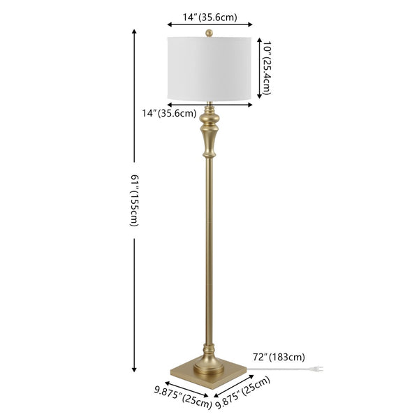 Safavieh NORLA, Elegant 61-Inch Floor Lamp with Fabric Shade for Cozy Illumination in Living Spaces Gold FLL4082C