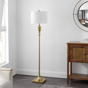 Safavieh NORLA, Elegant 61-Inch Floor Lamp with Fabric Shade for Cozy Illumination in Living Spaces Gold FLL4082C