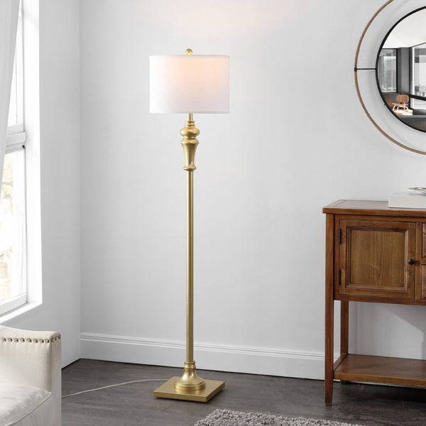 Safavieh NORLA, Elegant 61-Inch Floor Lamp with Fabric Shade for Cozy Illumination in Living Spaces Gold FLL4082C