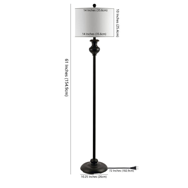 Safavieh ERLAN, 61-Inch Matte Black Iron Floor Lamp - Timeless Design for Modern Living Spaces & Reading Areas FLL4083A