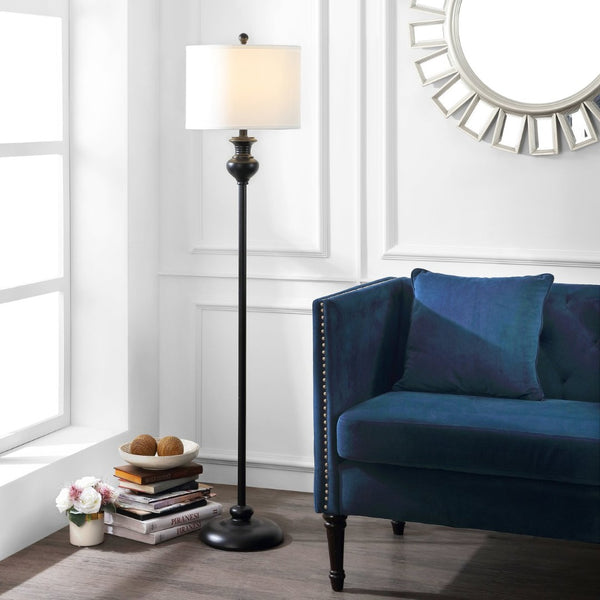 Safavieh ERLAN, 61-Inch Matte Black Iron Floor Lamp - Timeless Design for Modern Living Spaces & Reading Areas FLL4083A
