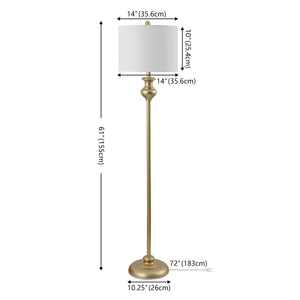 Safavieh Erlan, 61-inch Elegant Gold Iron Floor Lamp - Stylish Lighting For Living Room & Cozy Corners Gold Metal Body ,Fabric Shade Fll4083b