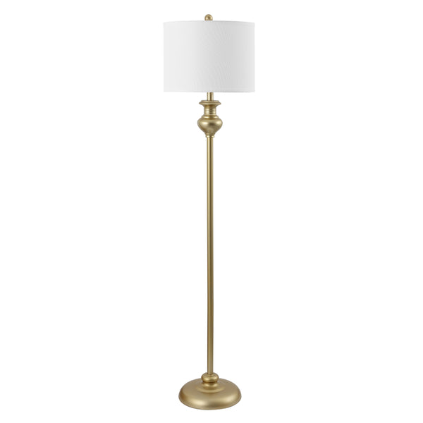 Safavieh Erlan, 61-inch Elegant Gold Iron Floor Lamp - Stylish Lighting For Living Room & Cozy Corners Gold Metal Body ,Fabric Shade Fll4083b