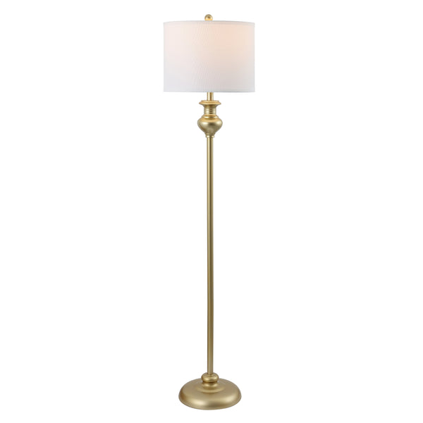 Safavieh Erlan, 61-inch Elegant Gold Iron Floor Lamp - Stylish Lighting For Living Room & Cozy Corners Gold Metal Body ,Fabric Shade Fll4083b