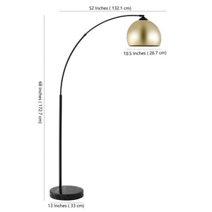 Safavieh GLARIEN, 70-Inch Gold & Black Metal Floor Lamp with Marble Base – Modern Elegance for Any Space FLL4087A
