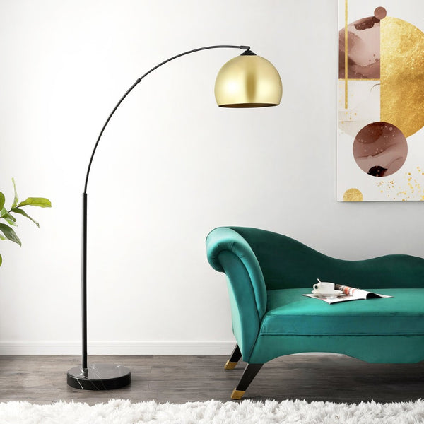 Safavieh GLARIEN, 70-Inch Gold & Black Metal Floor Lamp with Marble Base – Modern Elegance for Any Space FLL4087A