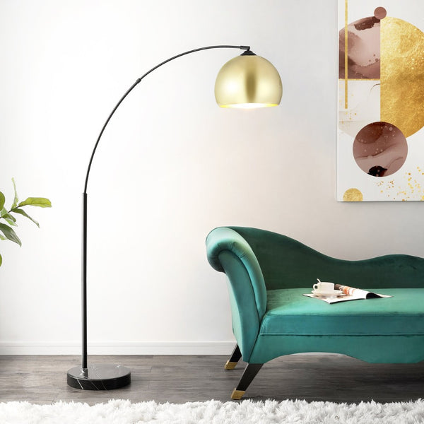 Safavieh GLARIEN, 70-Inch Gold & Black Metal Floor Lamp with Marble Base – Modern Elegance for Any Space FLL4087A