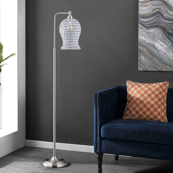 Safavieh IZZY, 61.5 Inch Nickel Iron Floor Lamp – Modern Minimalist Design for Living Rooms & Reading Nooks FLL4088A