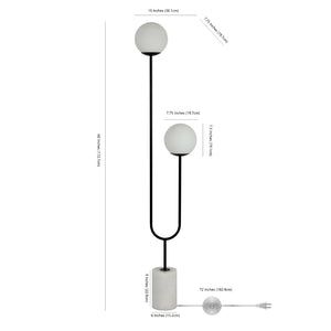 Safavieh LEIF, Elegant 2-Light Floor Lamp - 68" Tall Black Iron & White Glass with Marble Base for Any Room FLL4092A