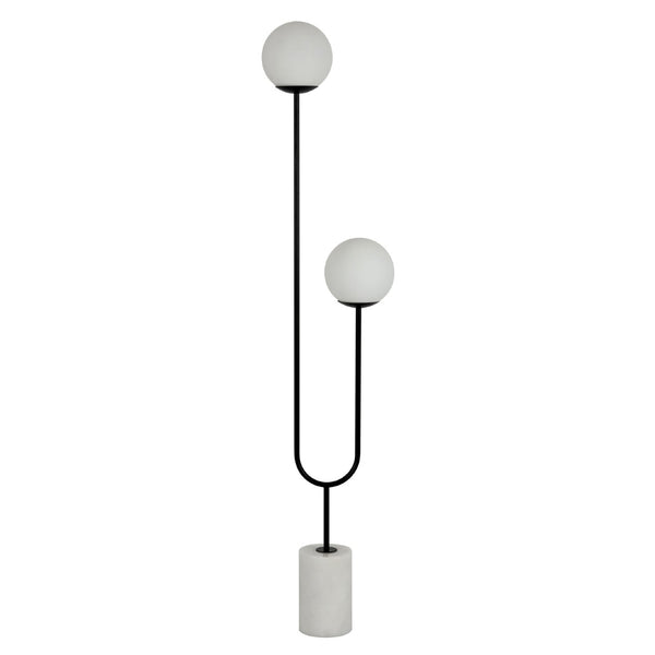 Safavieh LEIF, Elegant 2-Light Floor Lamp - 68" Tall Black Iron & White Glass with Marble Base for Any Room FLL4092A