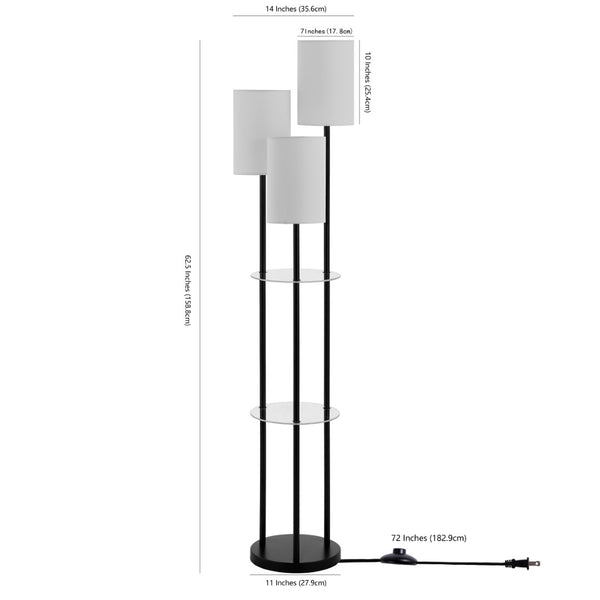 Safavieh SOREN, 3-Light Minimalist Floor Lamp, 62.5 Inch Tall, Matte Black Iron Design for Modern Spaces FLL4096A