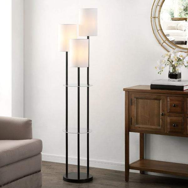 Safavieh SOREN, 3-Light Minimalist Floor Lamp, 62.5 Inch Tall, Matte Black Iron Design for Modern Spaces FLL4096A