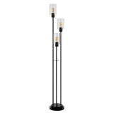 Safavieh Remis Glass And Iron Floor Lamp  Black FLL4098A