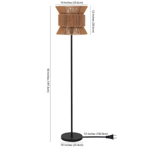 Safavieh BOYER, 60-Inch Iron Floor Lamp in Natural/Black - Stylish Ambient Lighting for Any Room Décor FLL4100A