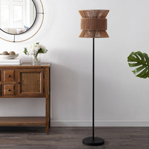 Safavieh BOYER, 60-Inch Iron Floor Lamp in Natural/Black - Stylish Ambient Lighting for Any Room Décor FLL4100A