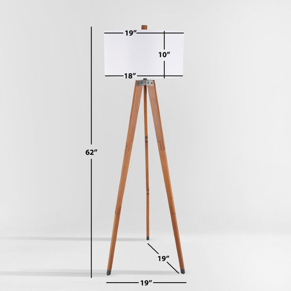 Safavieh CAMEO, 62.5-Inch Walnut Wood & Iron Floor Lamp - Elegant Ambient Lighting for Modern & Classic Spaces FLL4102A